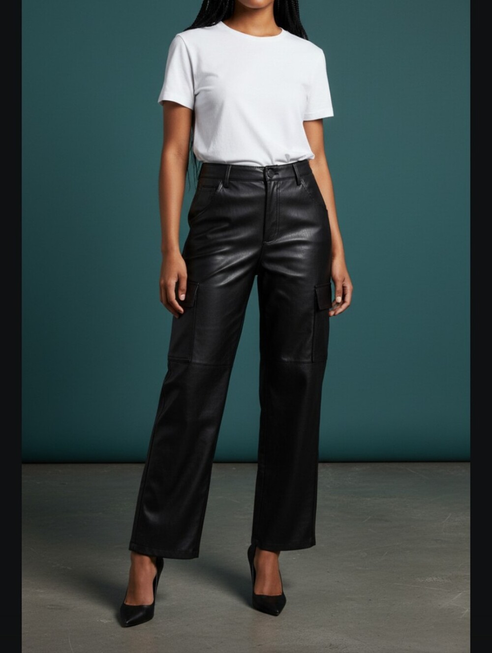 Hollister Black Faux Leather High-Rise Baggy Pants